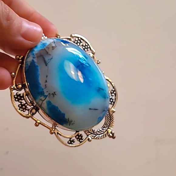 925 Silver Blue Dendrite Pendant - Picture 4 of 5